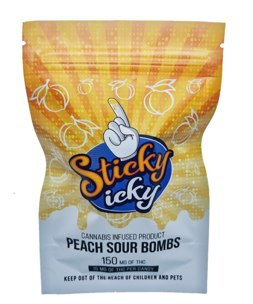 Sticky Icky - Peach Sour Bombs 150mg THC
